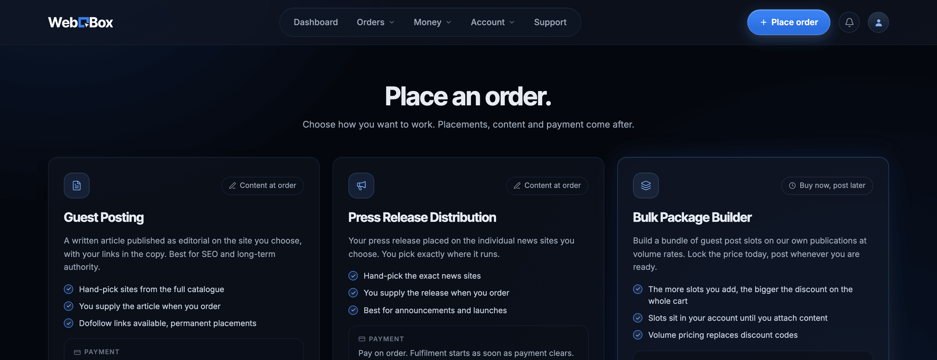 The product picker: guest posting, press release distribution and the bulk package builder